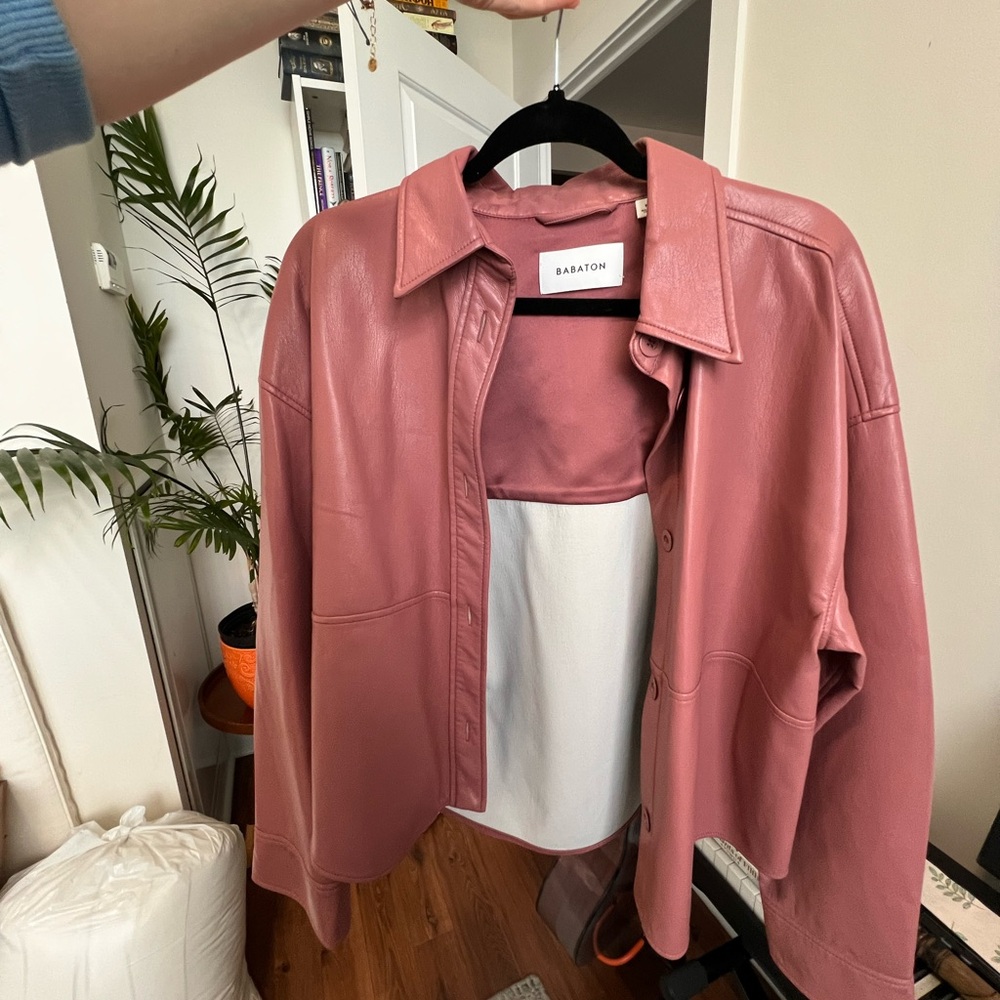 Babaton Pelli Hip Rose Shirt Jacket in Red Willow
